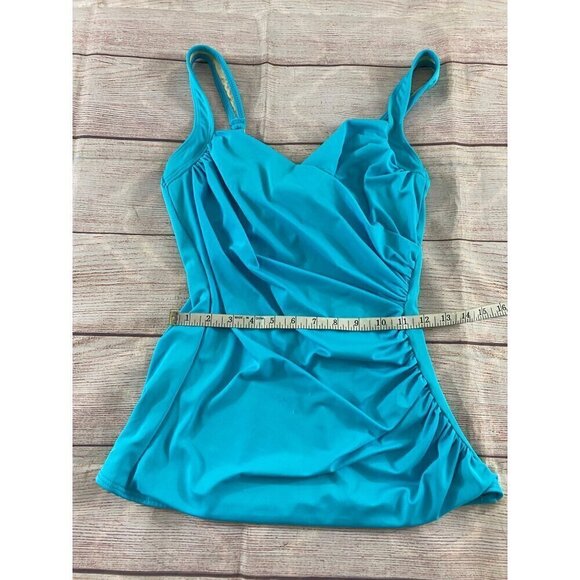 Miraclesuit Women's Blue Ruched Bodice Tankini Top - 10 - Picture 6 of 11